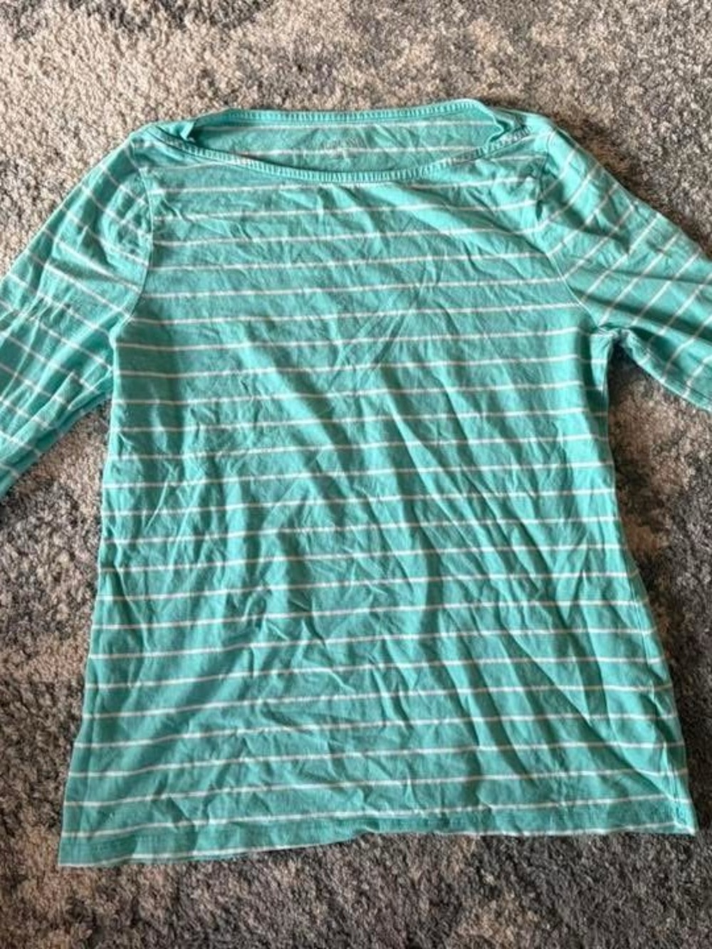 Striped Aqua Three-Quarter Sleeve Tee